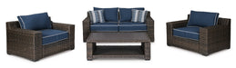 Grasson Lane Outdoor Loveseat, 2 Lounge Chairs and Coffee Table