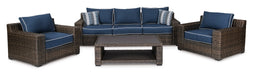 Grasson Lane Outdoor Sofa, 2 Lounge Chairs and Coffee Table