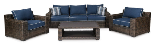 Grasson Lane Outdoor Sofa, 2 Lounge Chairs and Coffee Table