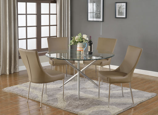 Contemporary Dining Set w/ Round Glass Table and Club-Style Chairs PATRICIA-5 PC