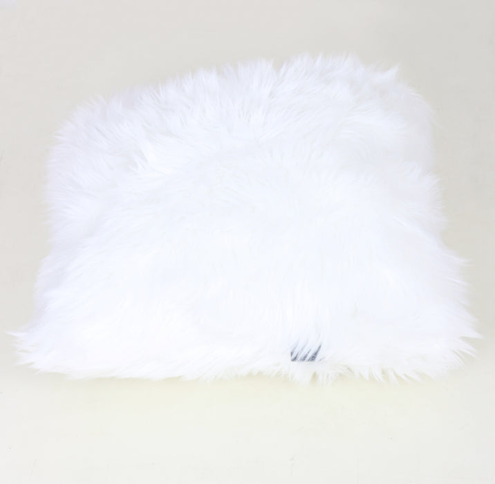 Luxury Decorative Faux Fur Pillow in White (18-in x 18-in)
