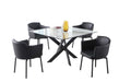 Dining Set w/ Square Glass Table, Crisscross Base & 4 Swivel Arm Chairs PIXIE-DEMI-5PC-BLK