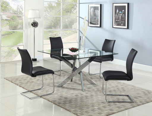 Dining Set w/ Glass Top Table & 4 Cantilever Side Chairs PIXIE-JANE-5PC