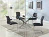 Dining Set w/ Glass Top Table & 4 Cantilever Side Chairs PIXIE-JANE-5PC