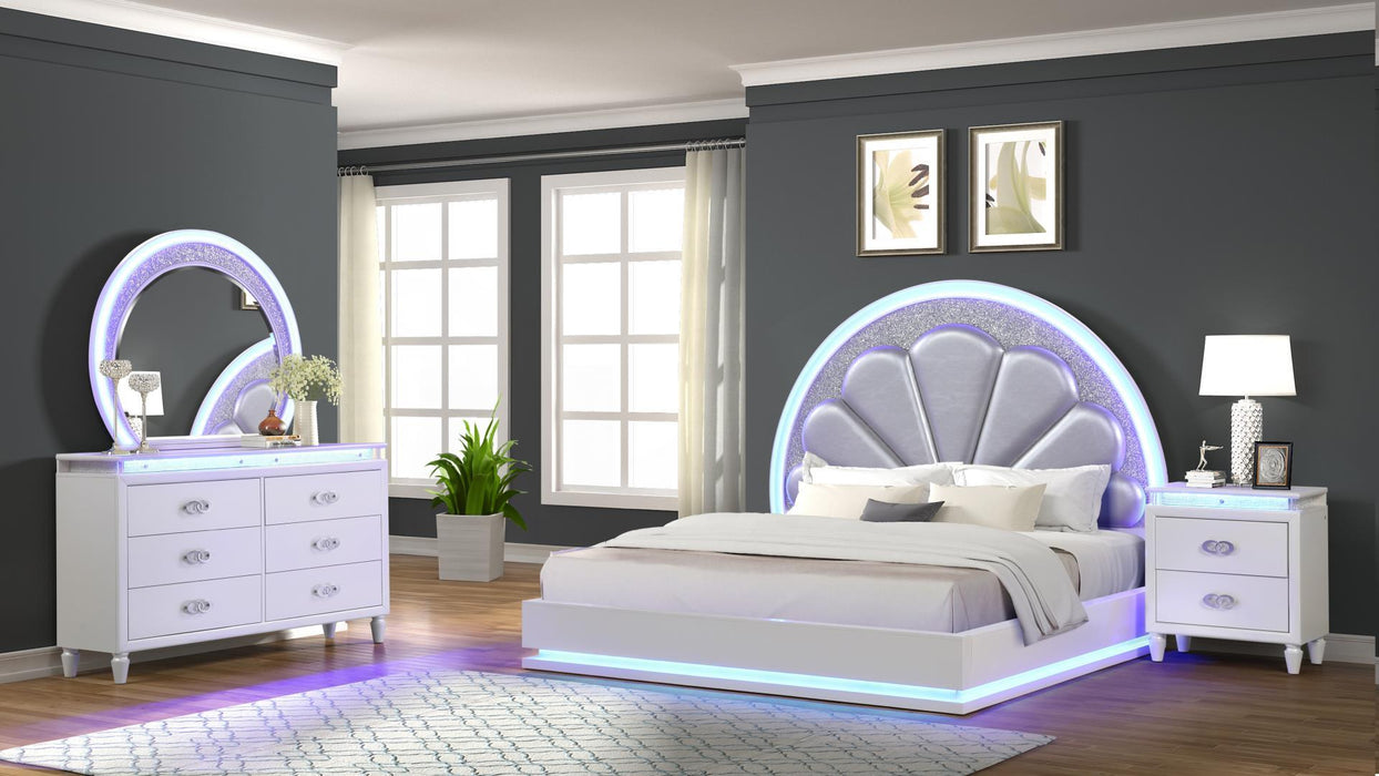Perla Bedroom Set – Perla Queen 4 Pc Bedroom Set in Milky White by Galaxy Home Furnishings