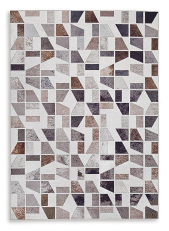 Jettner 7'10" x 10' Rug - White;Black/Gray;Brown/Beige