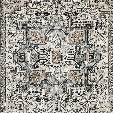 Gregmoore 7'9" x 9'11" Washable Rug - White;Black/Gray;Brown/Beige