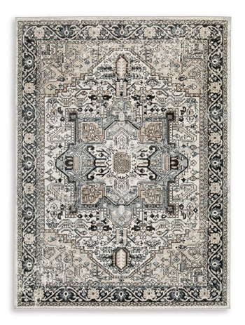 Gregmoore 7'9" x 9'11" Washable Rug - White;Black/Gray;Brown/Beige