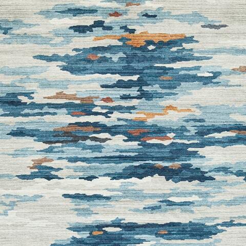 Vinlett 8' x 10' Washable Rug - Yellow;Black/Gray;Blue;Brown/Beige;Red/Burgundy