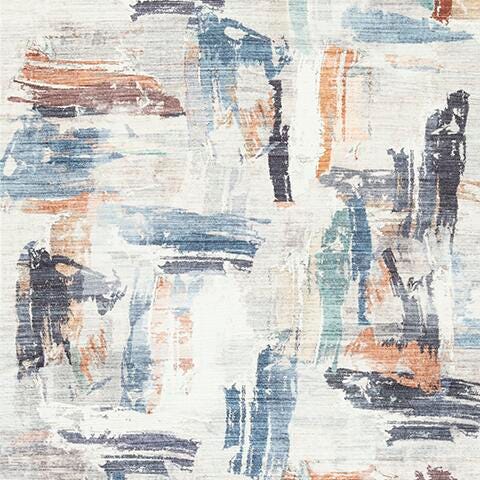 Hessland 8' x 10' Washable Rug - Orange;Black/Gray;Blue;Green