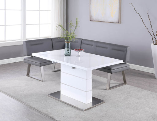 Contemporary Dining Set w/ Extendable White Table & Nook RACHEL-2PC