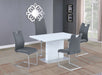 Contemporary Dining Set w/ Extendable White Table & 4 Cantilever Chairs RACHEL-CARINA-5PC-GRY