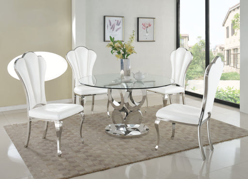 Dining Set w/ Glass Table Top & 4 Shell-back Side Chairs RAEGAN-5PC