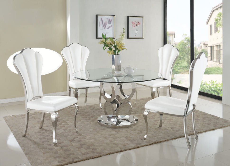 Round Glass Top Dining Table w/ Steel Base