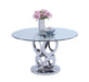 Round Glass Top Dining Table w/ Steel Base RAEGAN-DT