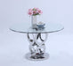 Round Glass Top Dining Table w/ Steel Base RAEGAN-DT