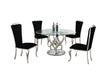 Dining Set w/ Glass Table Top & 4 Tall back Side Chairs RAEGAN-JAMIE-5PC