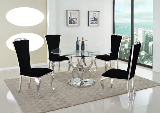 Dining Set w/ Glass Table Top & 4 Tall back Side Chairs RAEGAN-JAMIE-5PC