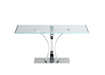 Contemporary Rectangular Glass Dining Table w/ Steel Pedestal Base REBECA-DT-RCT