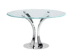 Contemporary Round Glass Dining Table w/ Steel Pedestal Base REBECA-DT-RND