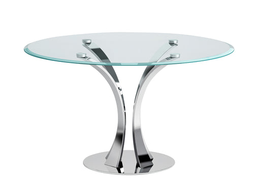 Contemporary Round Glass Dining Table w/ Steel Pedestal Base REBECA-DT-RND