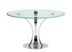 Contemporary Round Glass Dining Table w/ Steel Pedestal Base REBECA-DT-RND
