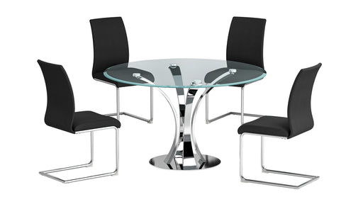Contemporary Dining Set w/ Round Glass Table & Chairs REBECA-JANE-5PC-RND