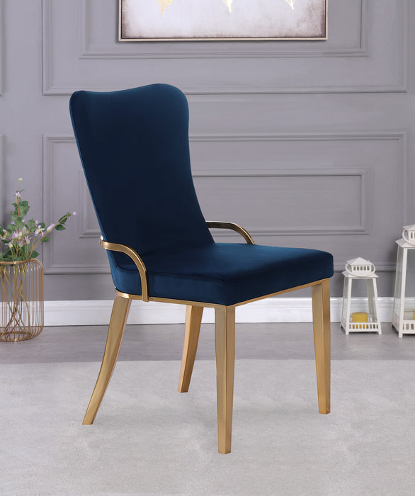 Contemporary Side Chair w/ Golden Legs - 2 per box RILEY-SC-GLD-BLU