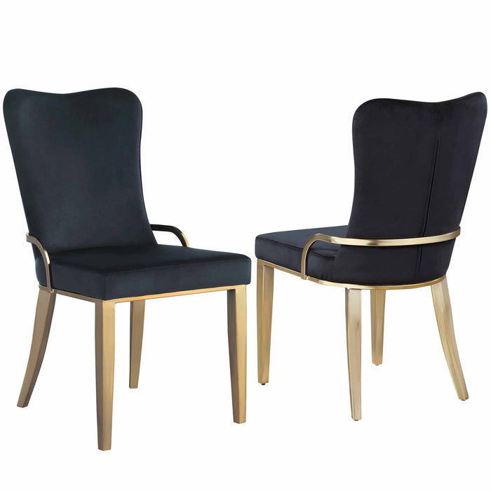 Contemporary Side Chair w/ Golden Legs - 2 per box RILEY-SC-GLD-BLK