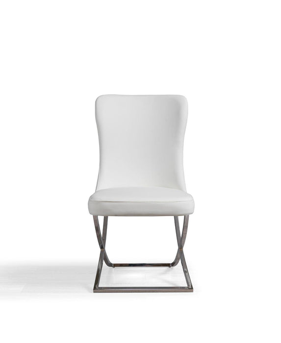 Pearl white pu/silver-chair