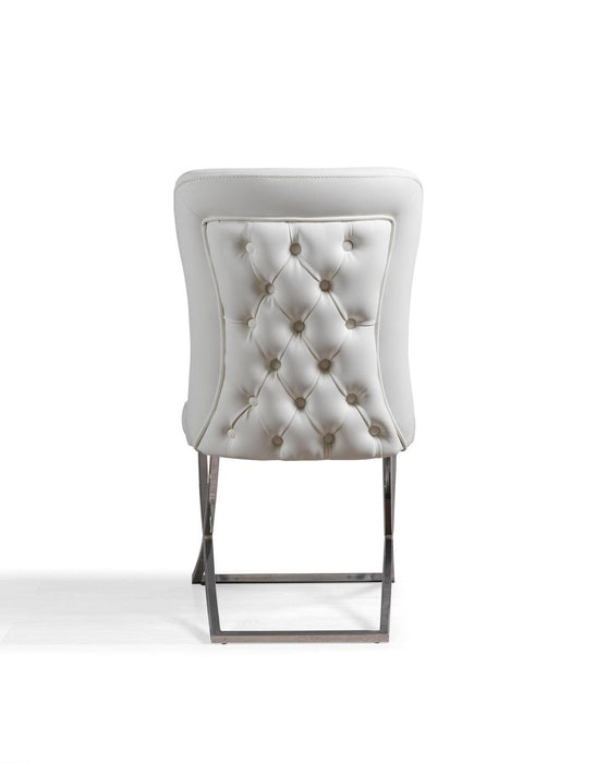 Pearl white pu/silver-chair