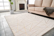 Lily Luxury Chinchilla Faux Fur Geometric Abstract Gilded Rectangular Area Rug