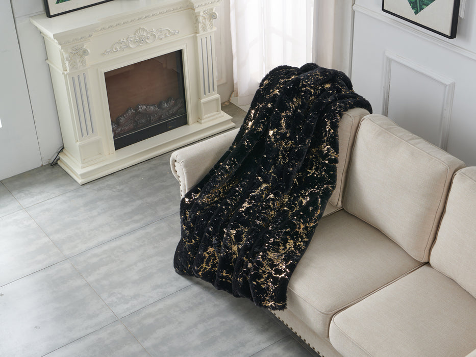 Cassilda Luxury Chinchilla Faux Fur Gilded Throw Blanket (60 x 80)