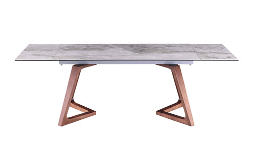 35" x 63-95" Extendable Ceramic Dining Table w/ Trapezoidal Legs EMILIA-DT