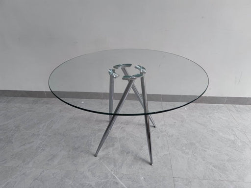 Contemporary 47" Round Glass Table w/ Tapered Base BEATRIZ-DT