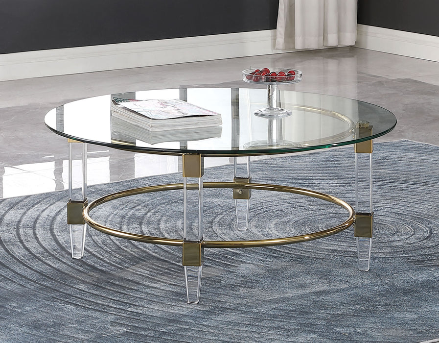 Contemporary Round Glass Top Cocktail Table 4038-CT