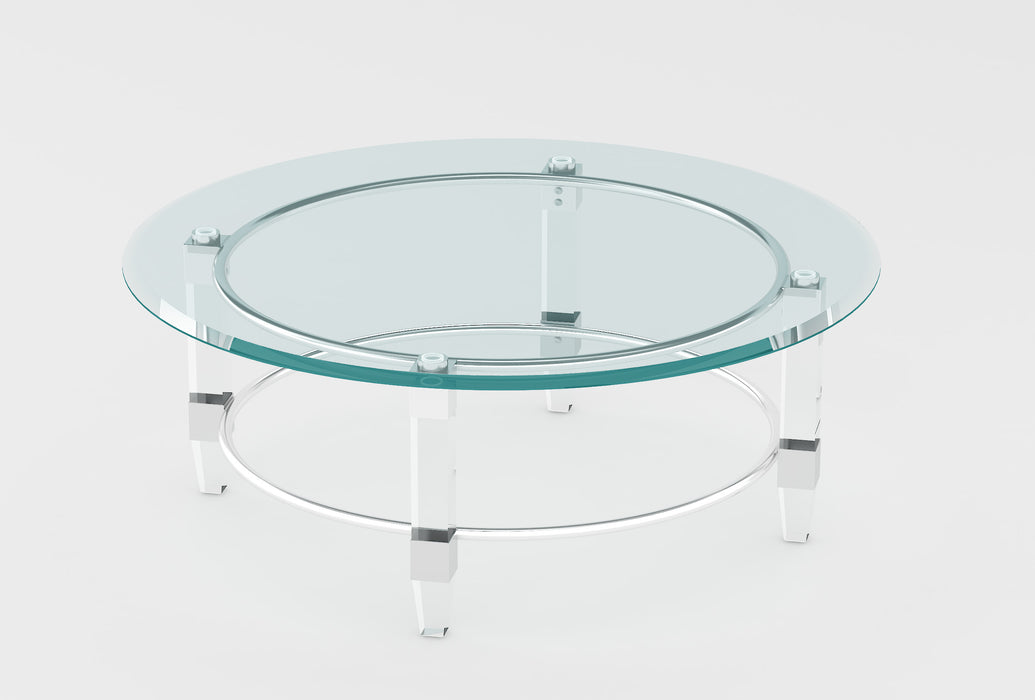 Contemporary Round Glass Top Cocktail Table 4038-CT