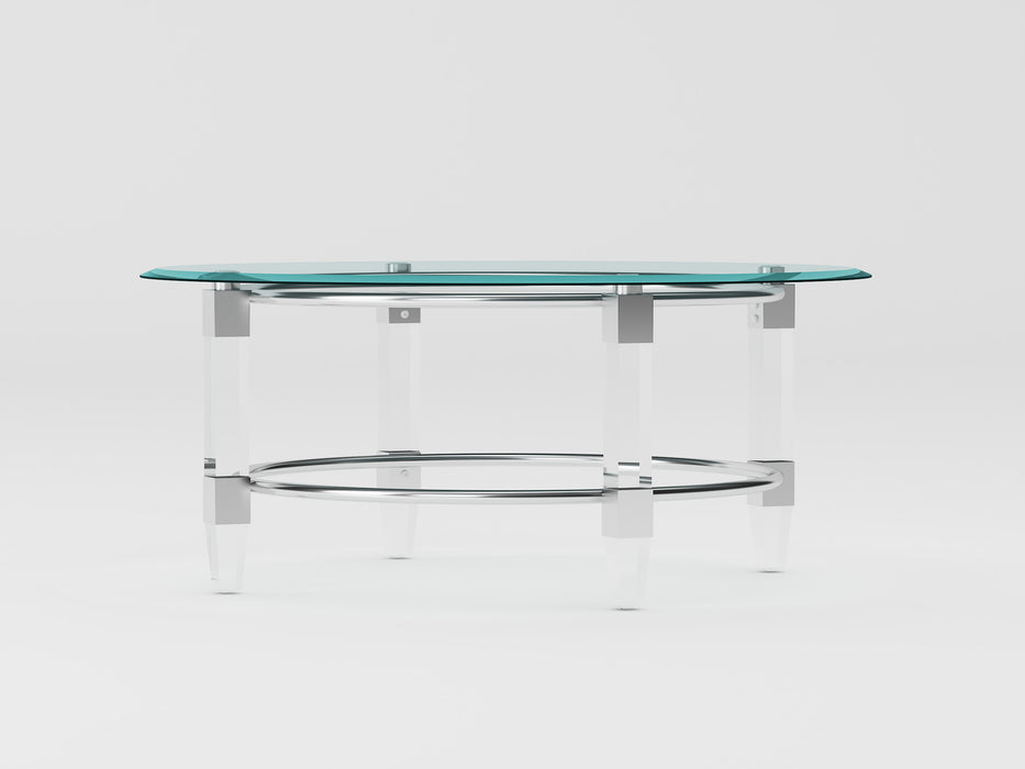 Contemporary Round Glass Top Cocktail Table 4038-CT