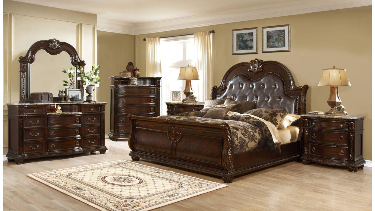 Roma Bedroom Set – Roma Queen 5 Pc Bedroom Set in Walnut by Galaxy Home Furnishings
