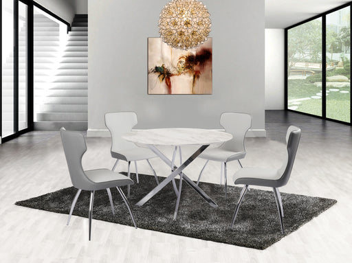 Contemporary Dining Set w/ Marbleized Melamine Table Top & Gray Chairs SANDRA-5PC