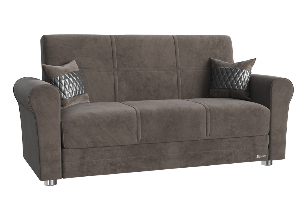 Ottomanson Sara Collection Upholstered Convertible Loveseat with Storage