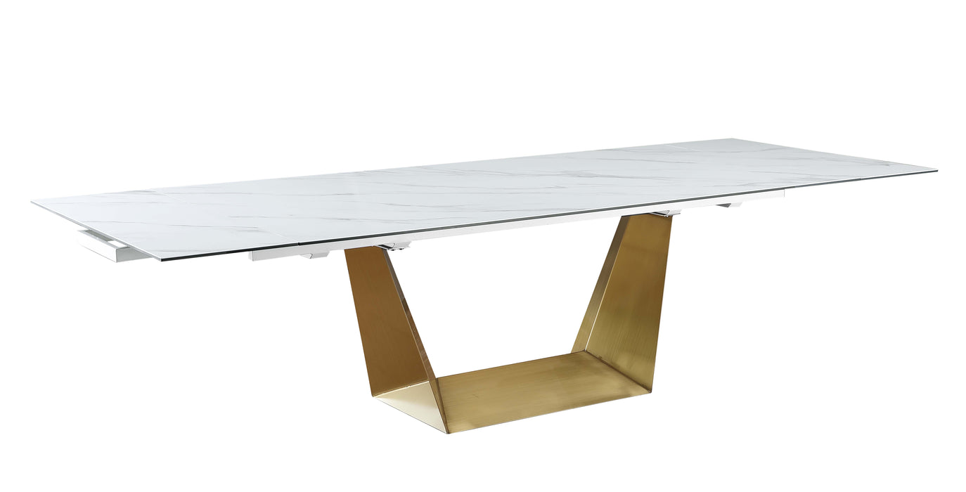 Contemporary Extendable Ceramic Top Dining Table w/ Golden Base SCARLETTE-DT