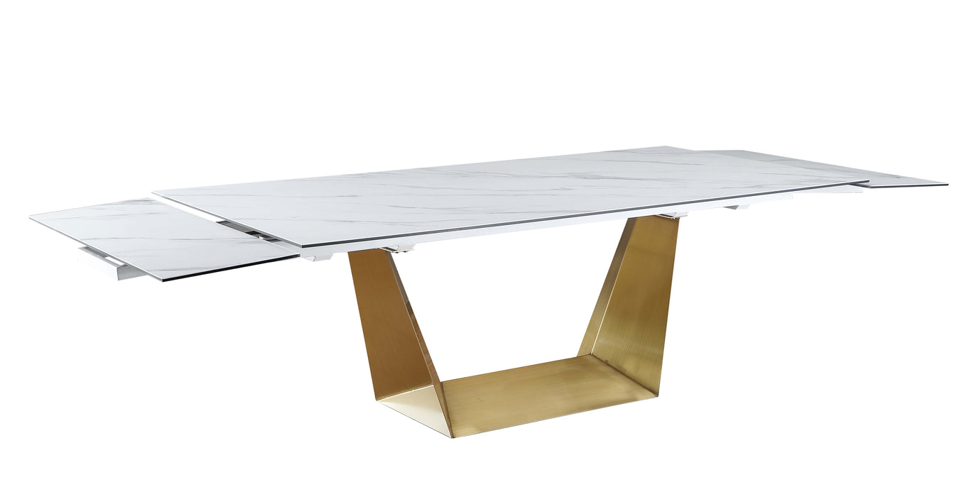 Contemporary Extendable Ceramic Top Dining Table w/ Golden Base SCARLETTE-DT