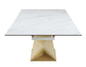 Contemporary Extendable Ceramic Top Dining Table w/ Golden Base SCARLETTE-DT