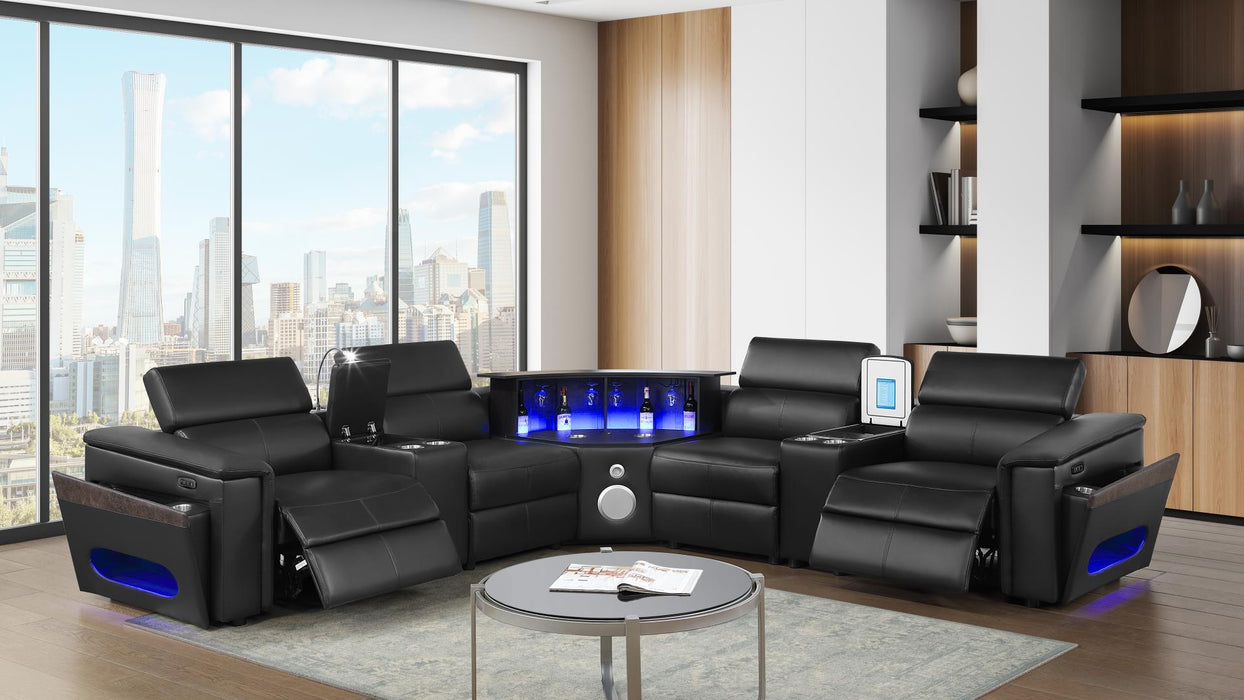 Nova Sectional – Nova Sectional with 1 Console (Fridge) - Black by Galaxy Home Furnishings