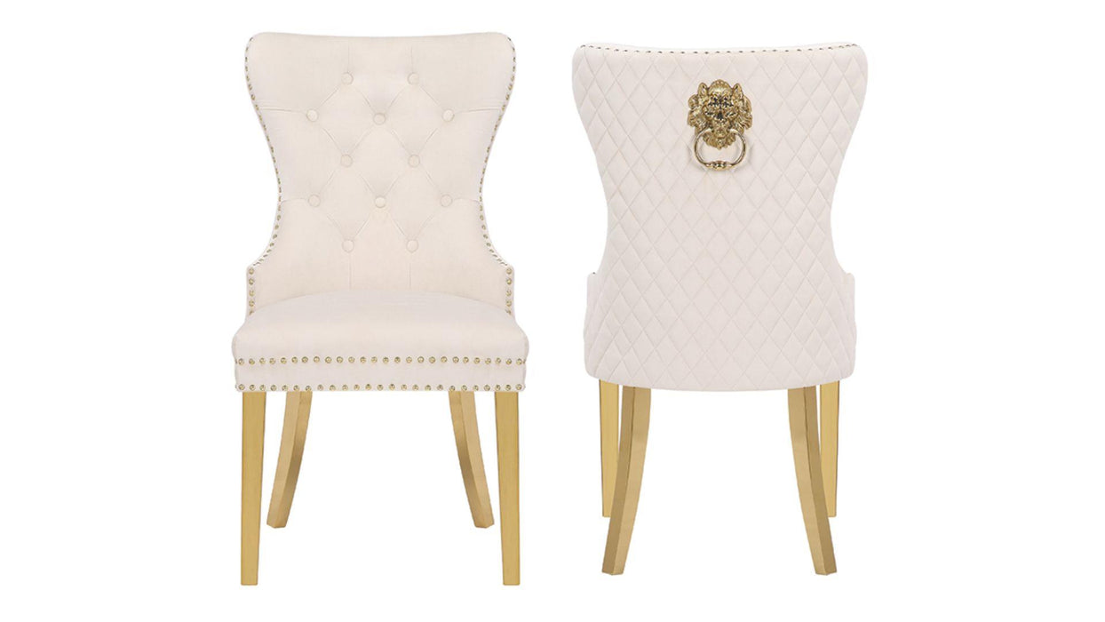 Simba Dining Chair – Simba Gold Legs Beige - 2 Chairs per BOX by Galaxy Home Furnishings