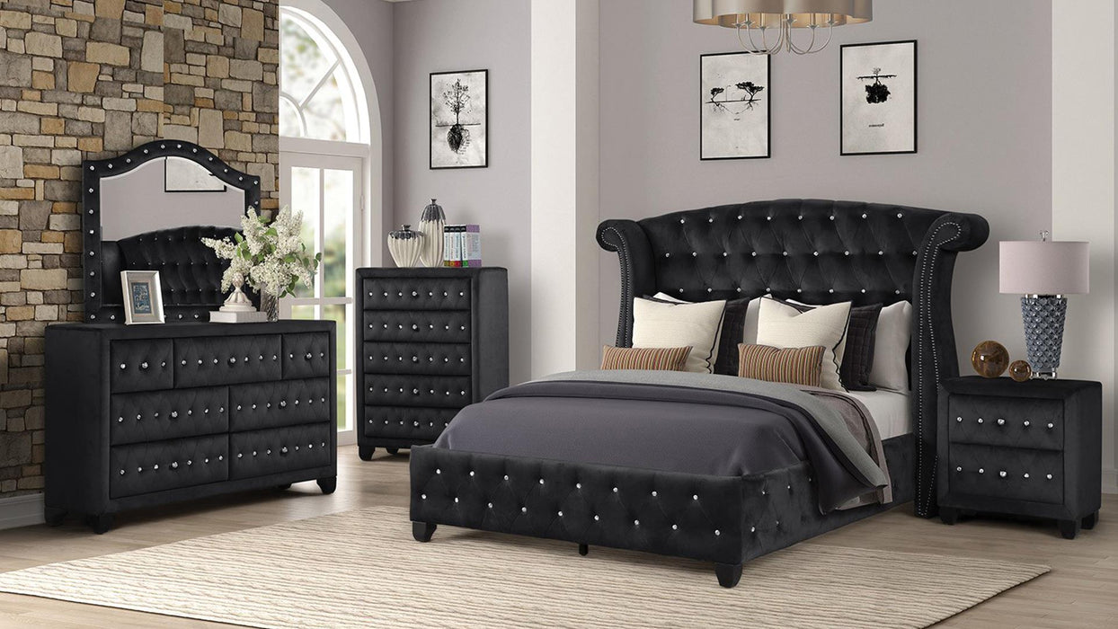 Sophia Bedroom Set – Sophia Queen 5 Pc Bedroom Set in Black by Galaxy Home Furnishings