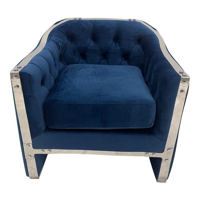 Timeless Navy and Silver Sofa Chair