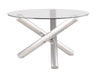 Contemporary Dining Table w/ 48" Glass Top & Steel Base STAR-DT-BSH-48