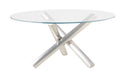 Contemporary Dining Table w/ 54" Glass Top & Steel Base STAR-DT-BSH-54